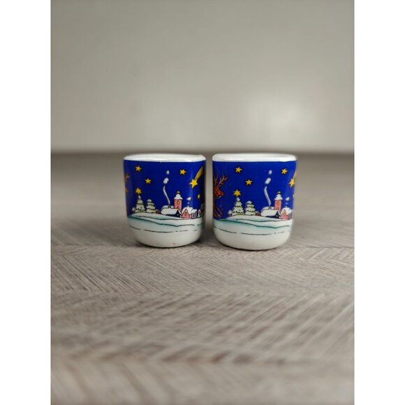 Vintage Miniature Christmas Candle Holders Santa Reindeer Western Germany - Picture 4 of 8